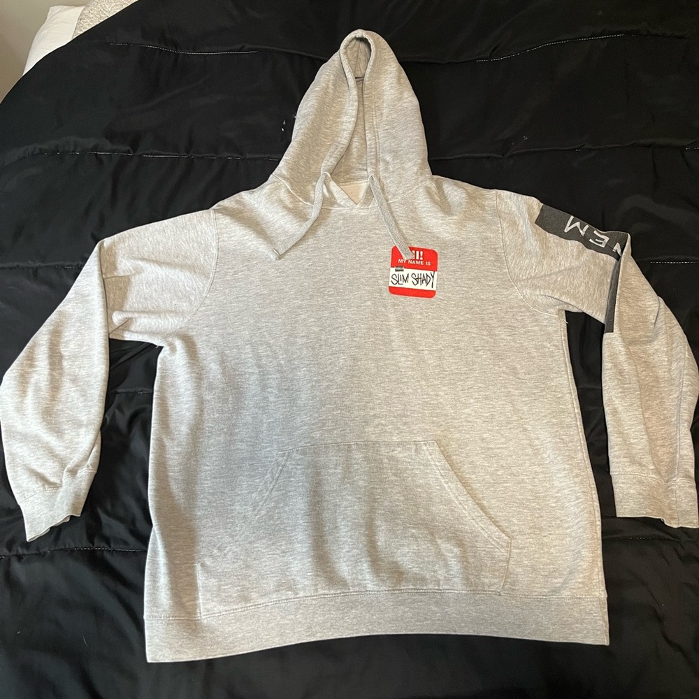 Eminem Hi My Name Is Slim Shady Pullover Hoodie gray Adult XL